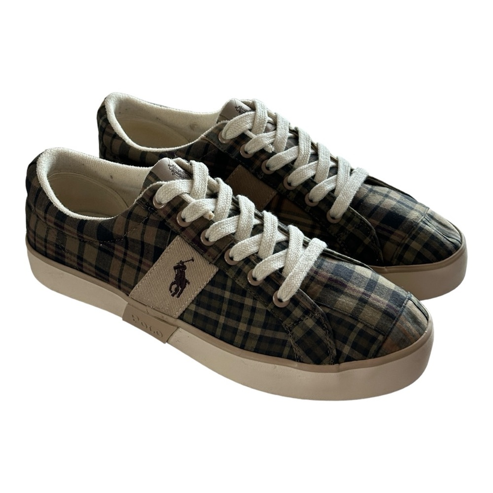 Polo Ralph Lauren Men's Plaid Canvas Sneakers Size 8D